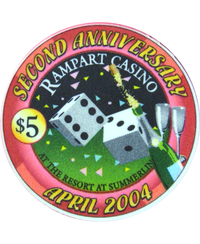 JWm `bv uRampart Casino $5 2nd Anniversaryv