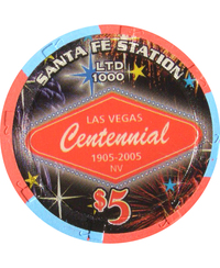 JWm `bv uSanta Fe Station $5 Las Vegas Centennial v