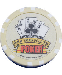 |[J[ `bv uHold'em or Fold'em Tan Poker Chipv