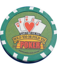 |[J[ `bv uHold'em or Fold'em Green Poker Chipv